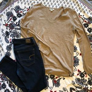 Old Navy, tan, long sleeve shirt
